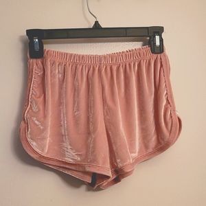 Womens pink velvet shorts